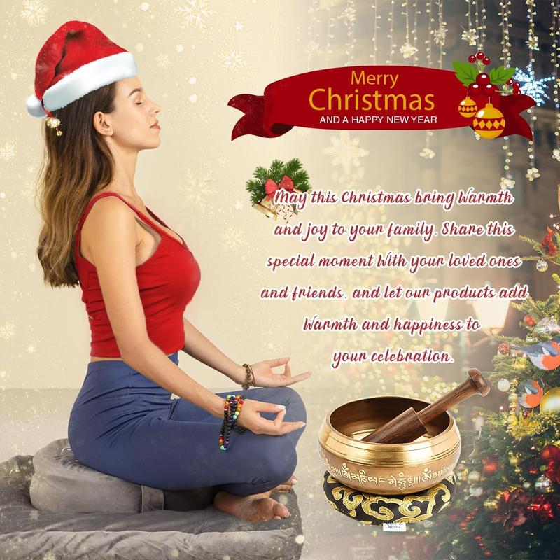 Tibetan Singing Bowls, 4.5” Singing Sound Bowl Handcrafted in Nepal for Yoga,Chakra Healing,Stress Relief Self Care Gifts for Women and Men Christmas Gifts pilates  bar