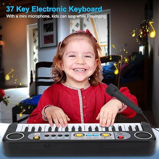 37-Key Electric Piano Keyboard Portable Indoor Outdoor Playing Digital Key Board Piano Musical Instruments Kids Toy with Microphone, Musical Instruments Toy, Birthday Gift for Kids