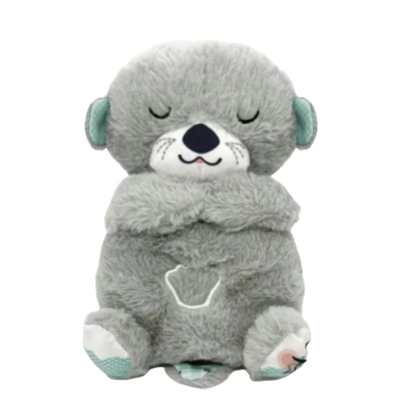 Cute Toy Sleeping Otter Plush Toy Snooze with Breathing Movement and Heartbeat Music