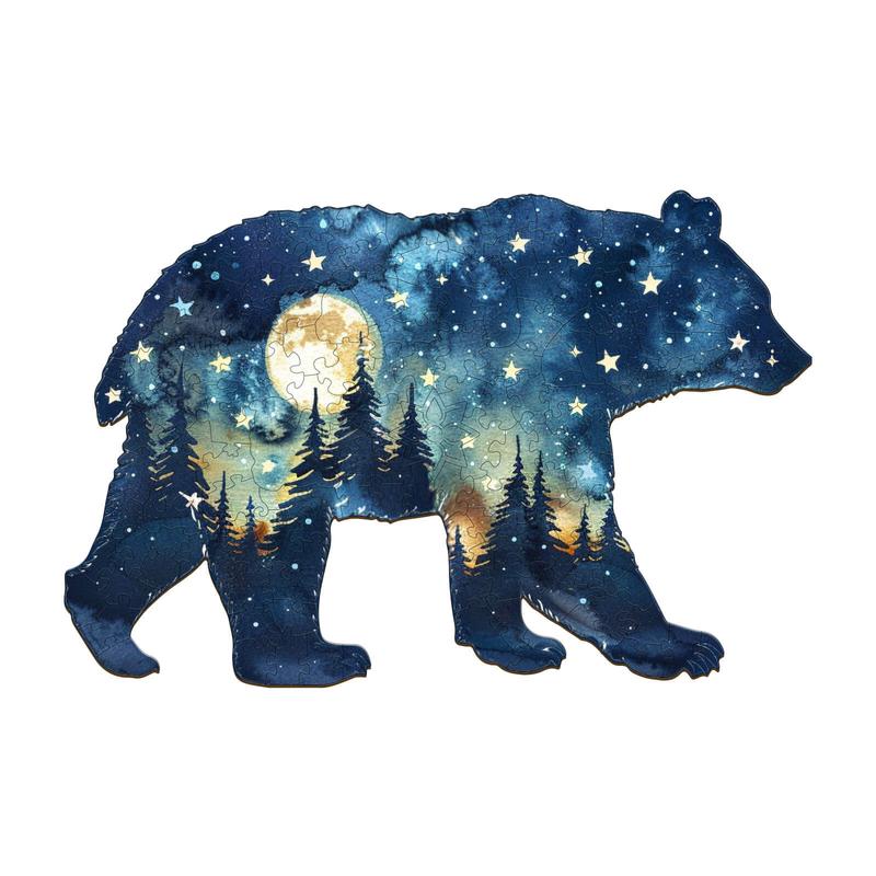 Astral Bear Wooden Jigsaw Puzzle - Perfect for Kids and Adults