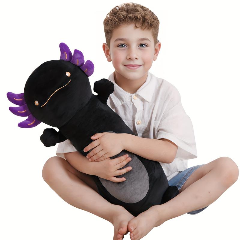 20inch Cute Salamander Stuffed Animal Plush Toy, Huge Body Salamanders Pillows Mysterious Black Large Axolotl Pillow, Birthday Gift for Boys and Girls Halloween