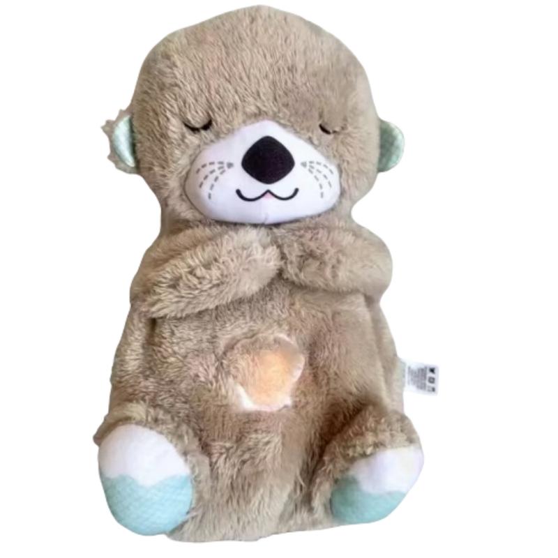 Cute Toy Sleeping Otter Plush Toy Snooze with Breathing Movement and Heartbeat Music