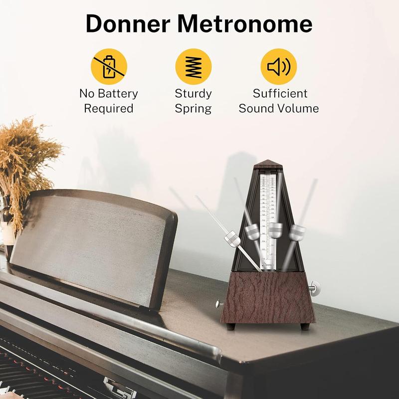 Donner Mechanical Metronome for Piano Guitar Drum Violin Saxophone Musician, Track Beat and Tempo, Loud Sound, Steel Movement, DPM-1