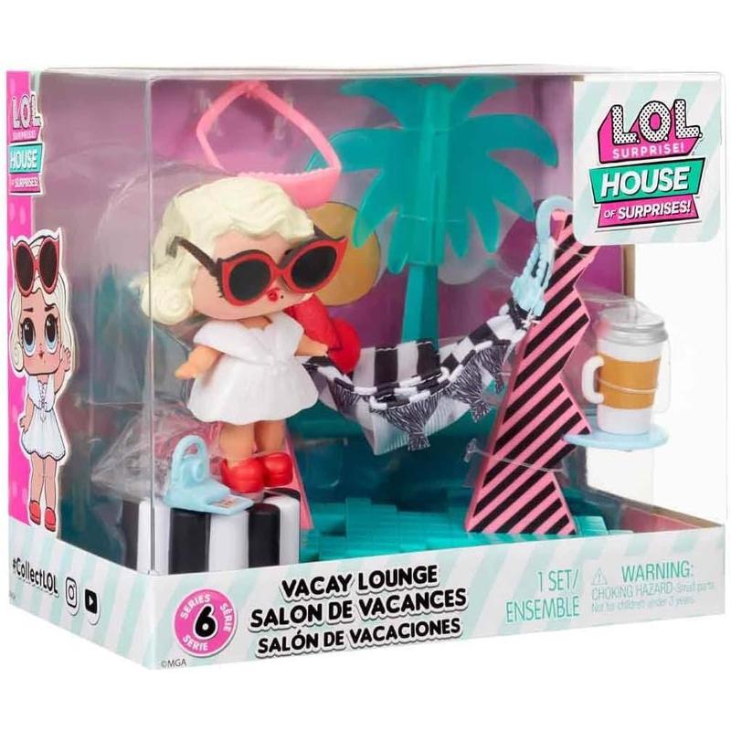 LOL Surprise OMG House of Surprises Vacay Lounge Playset with Leading Baby Collectible Doll with 8 Surprises, Dollhouse Accessories, Holiday Toy, Great Gift for Kids Ages 4 5 6+ Years Old & Collectors