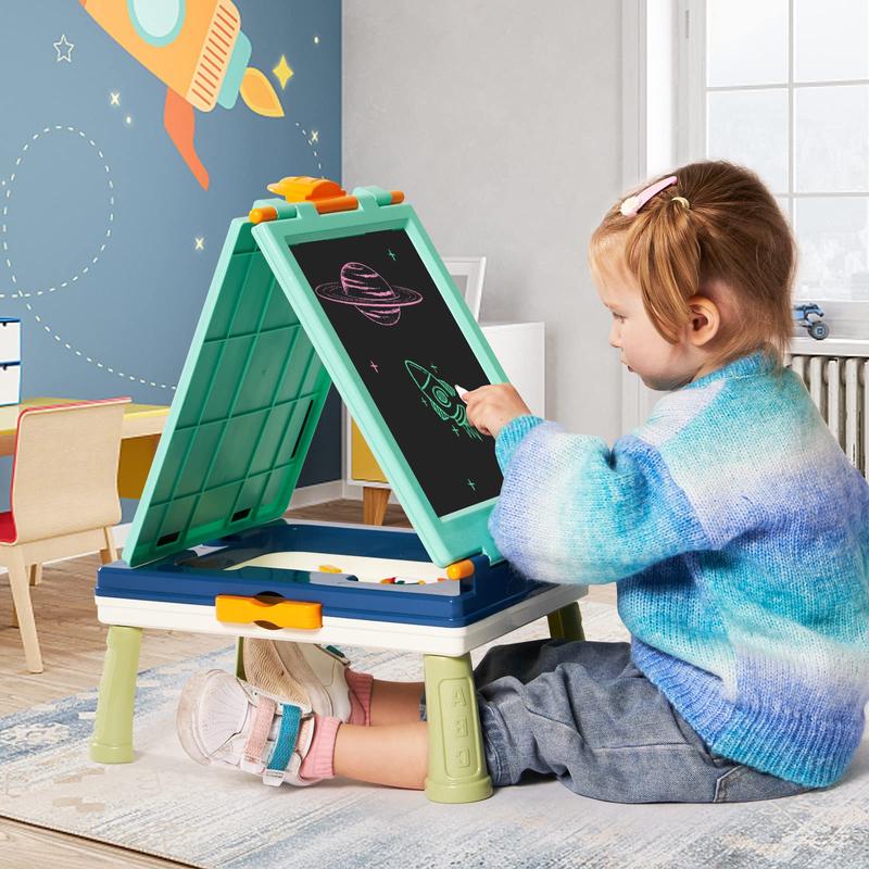 AyeKu Easel for Kids,Tabletop Easel for Toddler, Educational Toys Gifts for 3 4 5 6 7 Year Old Boys Girls -Comes with Chalkboard, Magnetic Whiteboard Letters and More (Pink)