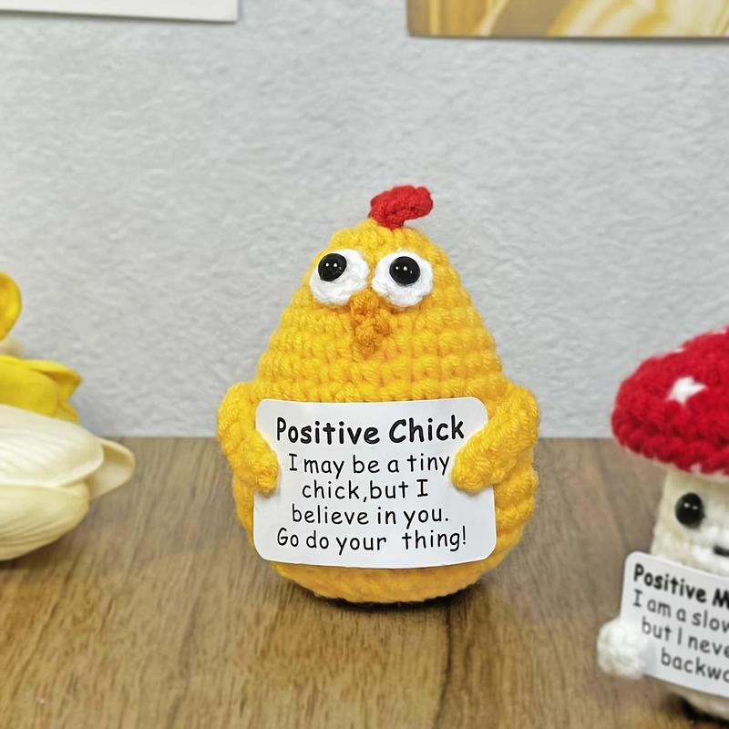 Positive Onion & Chick & Orange Design Crochet Ornament, 3 Counts Cute Cartoon Crochet Gifts, Home Decor Supplies