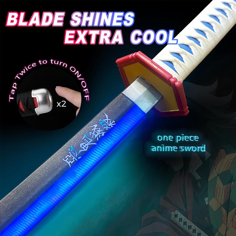 2.0 Upgraded Light Up Demon Slayer Tomioka Giyuu Sword - 40 inches Plastic Anime cosplay prop with Belt & Stand