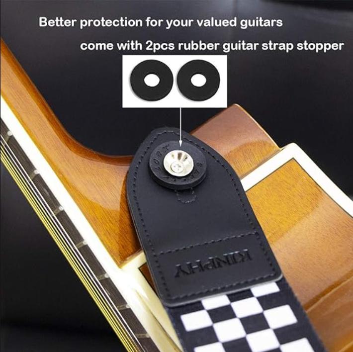 Guitar Strap, Acoustic Guitar Strap, Electric Bass Guitar Strap Includes Guitar Picks Strap Locks Leather Ends