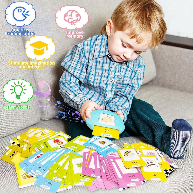 224 Words Alphabet Talking Flash Cards for 3-8 YearsToddlers. Pocket Speech BuddyTherapy AutismToys,  EducationalLearing InteractiveToy for Boys GirlsKids Gifts Blue