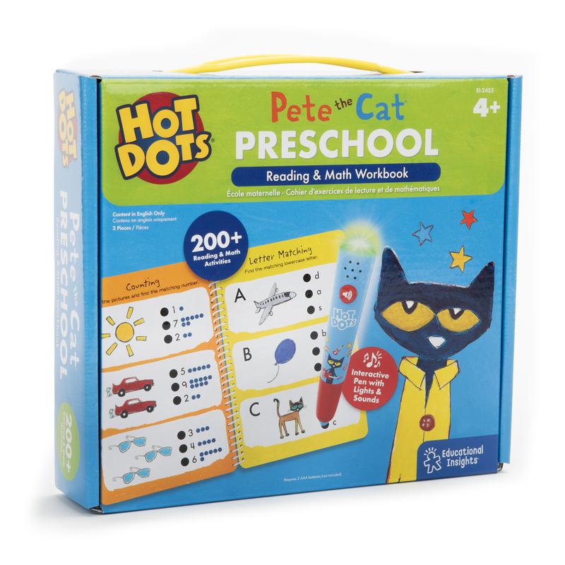 Educational Insights Hot Dots Pete the Cat Preschool Reading & Math, Ages 4+