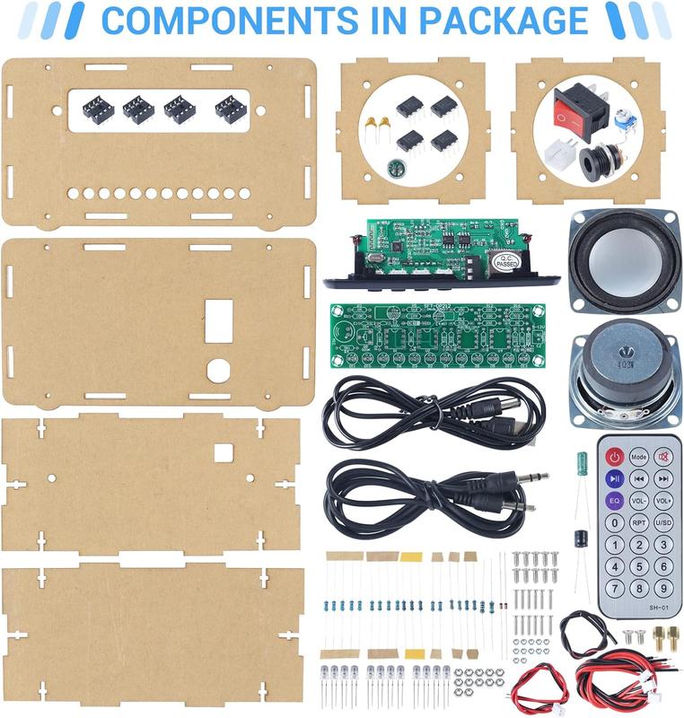 DIY Bluetooth-Compatible soldering Kit with FṂ Radio, Electronic Soldering Practice Kit USB Mini Home  DIY Kit with Digital Display and Colorful LED Lights for School STEM Project