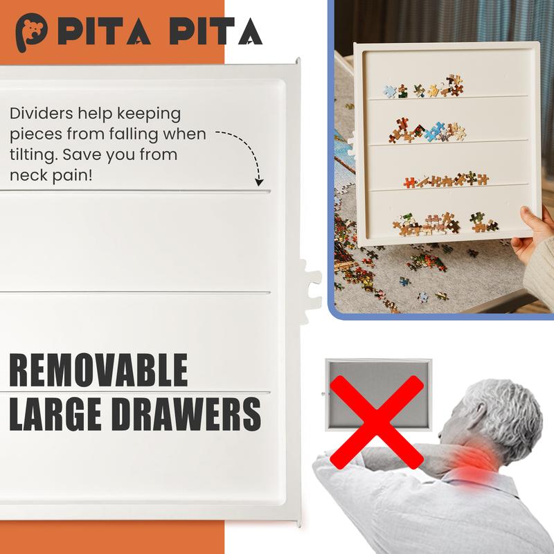 PITAPITA 1500pc Rotating Puzzle Board with Drawers and Cover, 1000 2000pc Portable Dual-sided Lazy-Susan Spinning Tilting Puzzle Table 35”x27“ Gift