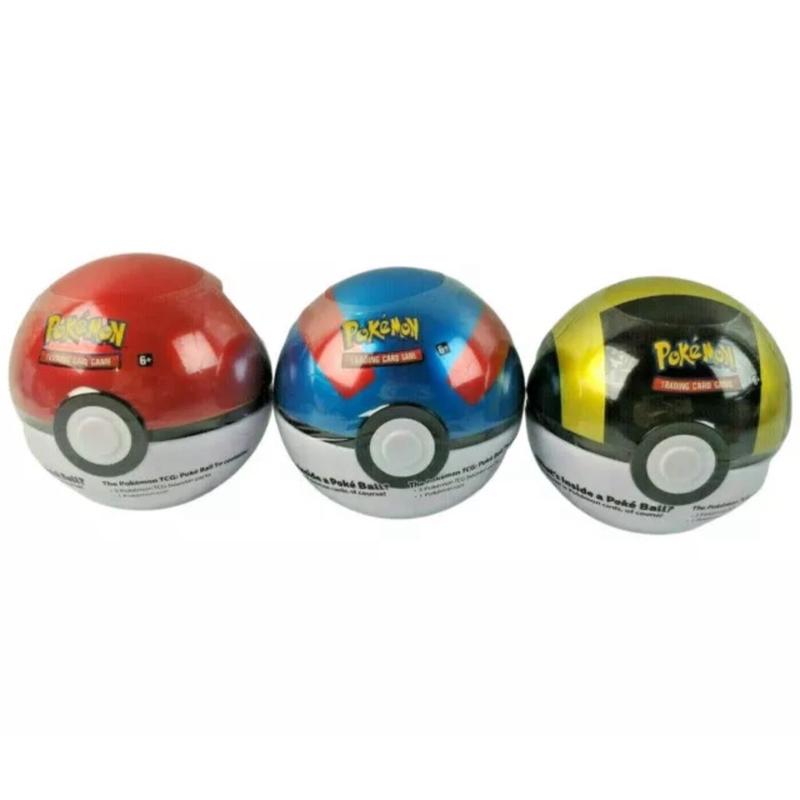 Pokemon TCG Poke ball Factory Sealed Contains 3 Booster Packs Pick Your Tin Ultra, Great, or Pokeball