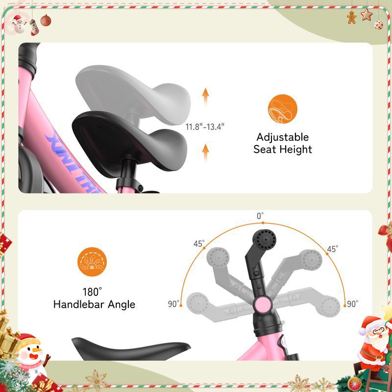 Besrey 7-in-1 Tricycle for kids pink tricycle steering handlebar foldable tricycle for children Large wheels removable pedals height-adjustable seat baby  car