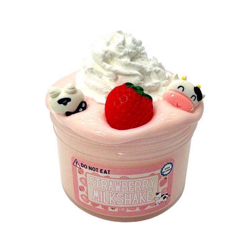 6oz Strawberry Milkshake Slime Kit with Whipped Cream Clay Piece and Charms - Classic & Novelty Toy