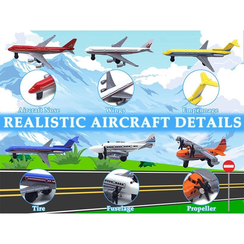 Crelloci Airplane Toy for Kids, 6 Pack Mini Diecast Airplanes, Aircraft Plane Playset Includes Glider Planes, Aeroplane Airplanes for 3-6 Years Gifts flying  ball Dinosaur Foam flying  ball