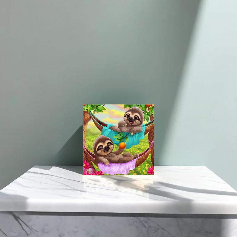 Cute Sloth Pattern DIY Diamond Arts Colorful Painting without Frame, DIY 5D Diamond Arts Colorful Painting Kit, Wall Art Decor