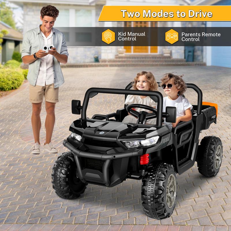 Hikole 24V Ride-ons Toys UTV with Electric Dump Bed & Remote Control, 2 Seater Kids UTV with Dump Truck for Boys Girls,Parent's Control,Shovel, Music Player, Outdoor Play Sets, Cool Toys, Kid Play Sets, Toys For Kids,Free Shipping