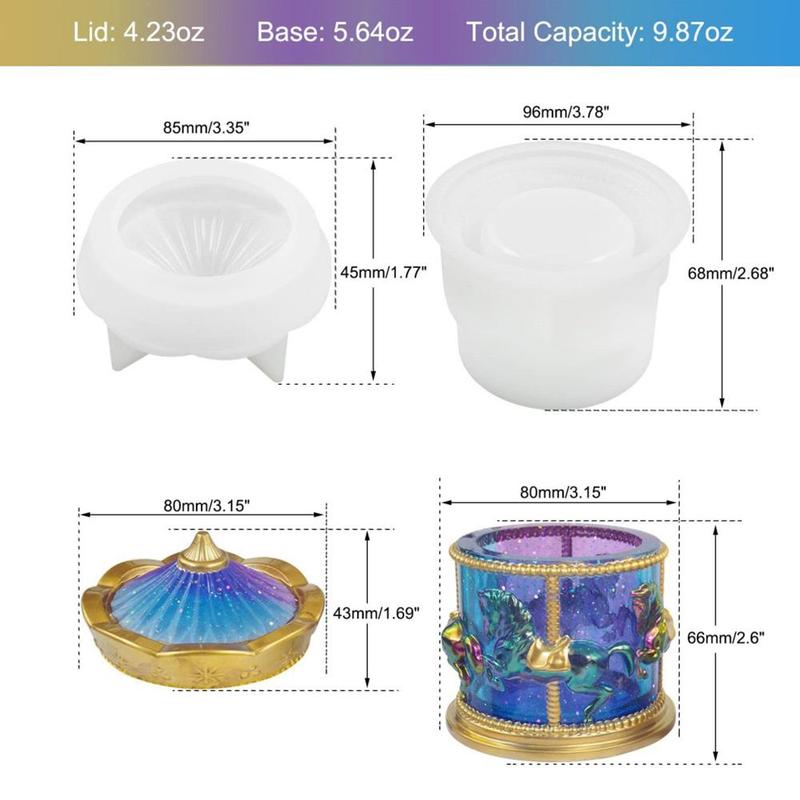 Carousel Design Silicone Mold, DIY Epoxy Resin Storage Silicone Mould, Candle Jar Making Mold, DIY Craft Supplies