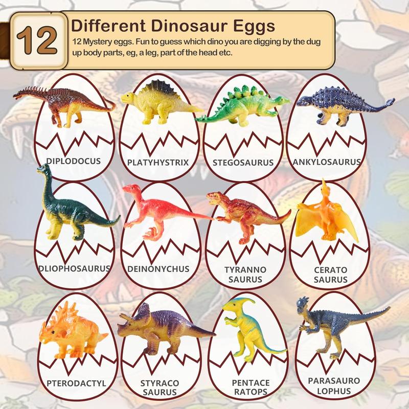 Dinosaur Eggs Dig Kit Toys - 12 Dino Fossil Eggs Excavation Kit w Play Mat for Kids Easter Party Favor Basket Stuffers STEM Toy Christmas Birthday Gift for Boys Girls Age  4 5 6 7 8 9 10 11 12 + Years Old