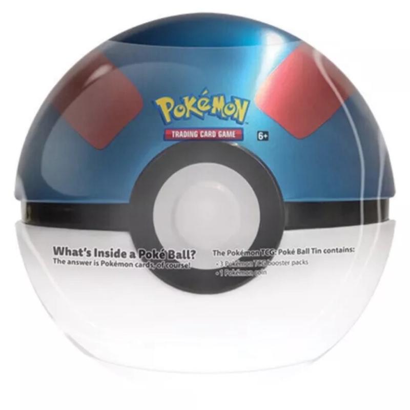 Pokemon TCG Poke ball Factory Sealed Contains 3 Booster Packs Pick Your Tin Ultra, Great, or Pokeball