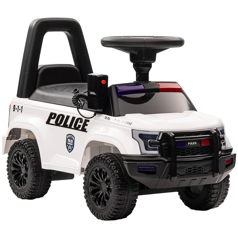 Kids Push Ride-On Car with PA System, Horn, and Under-Seat Storage, Police Truck Style, for Boys and Girls 18 Months to 5 Years Old