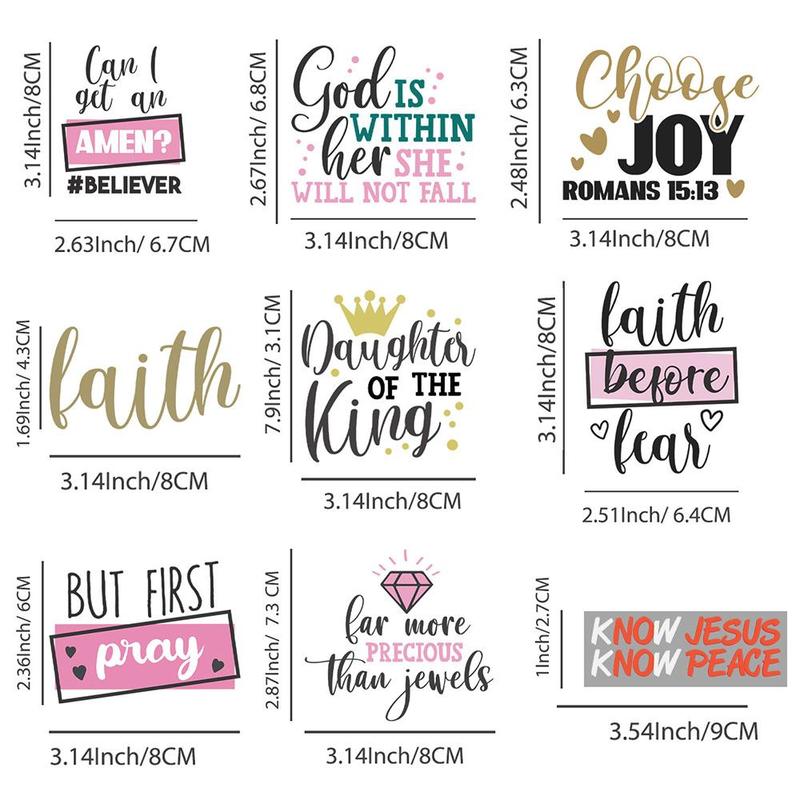 Motivational Quote Pattern Heat Transfer Sticker, 9 Counts set DIY Heat Transfer Decal, Iron-on Heat Transfer Patches for DIY Clothes T-shirt, Boyfriend Gifts, Gifts for Girlfriend