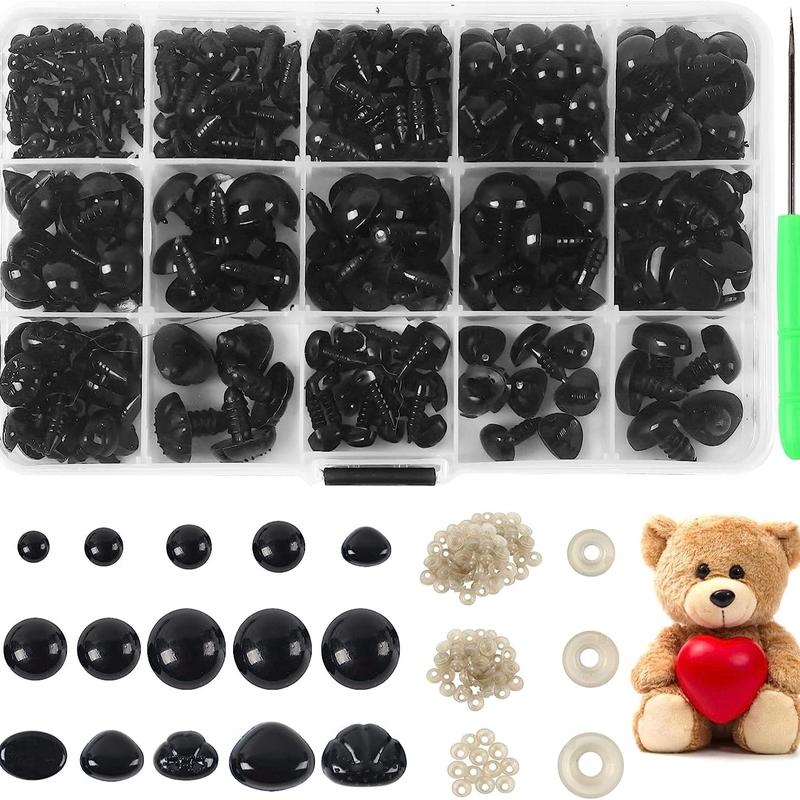 566PCS Safety Eyes and Noses for Amigurumi, Stuffed Crochet Eyes with Washers, Craft Doll Eyes and Nose for Teddy Bear, Crochet Toy, Stuffed Doll and Plush Animal (Various Sizes)