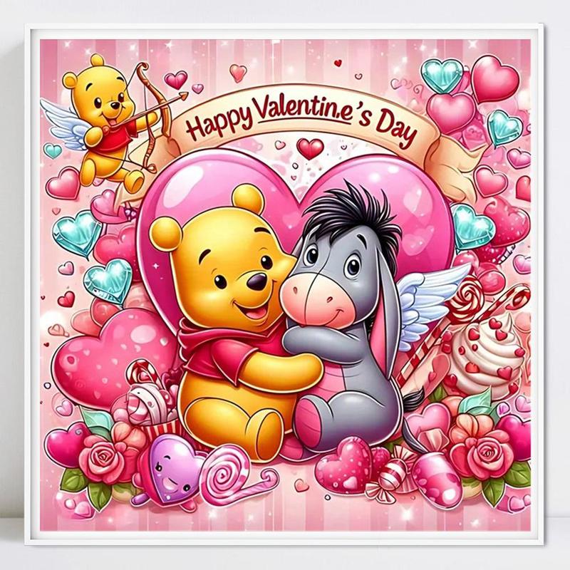 Winnie The Pooh & Eeyore Donkey Pattern DIY Diamond Arts Colorful Painting Kit without Frame, DIY 5D Diamond Arts Colorful Painting for Bedroom Home Wall Decor