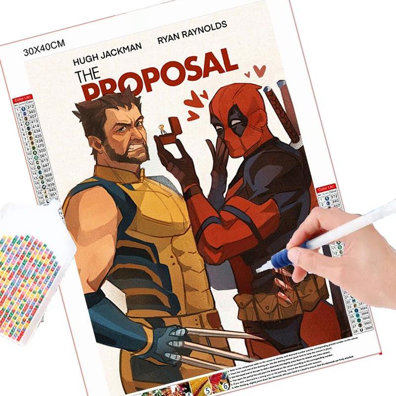 Deadpool & Wolverine Pattern DIY Diamond Arts Colorful Painting Kit without Frame, 5D Diamond Arts Colorful Painting Kit, DIY Wall Art Decor for Home