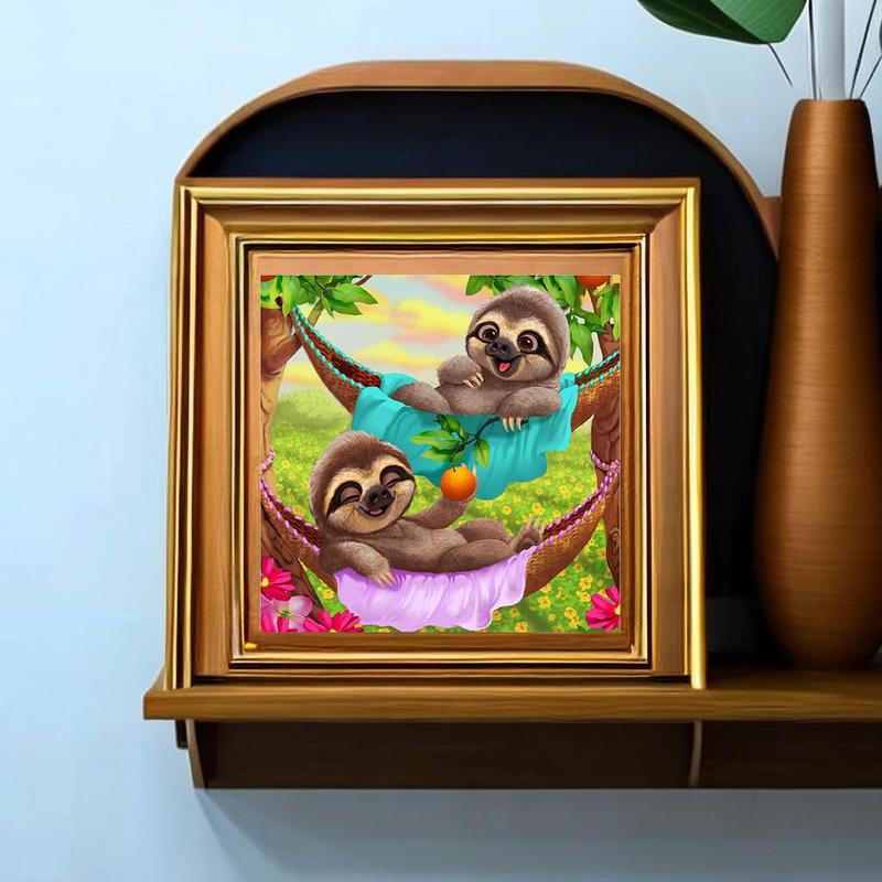 Cute Sloth Pattern DIY Diamond Arts Colorful Painting without Frame, DIY 5D Diamond Arts Colorful Painting Kit, Wall Art Decor