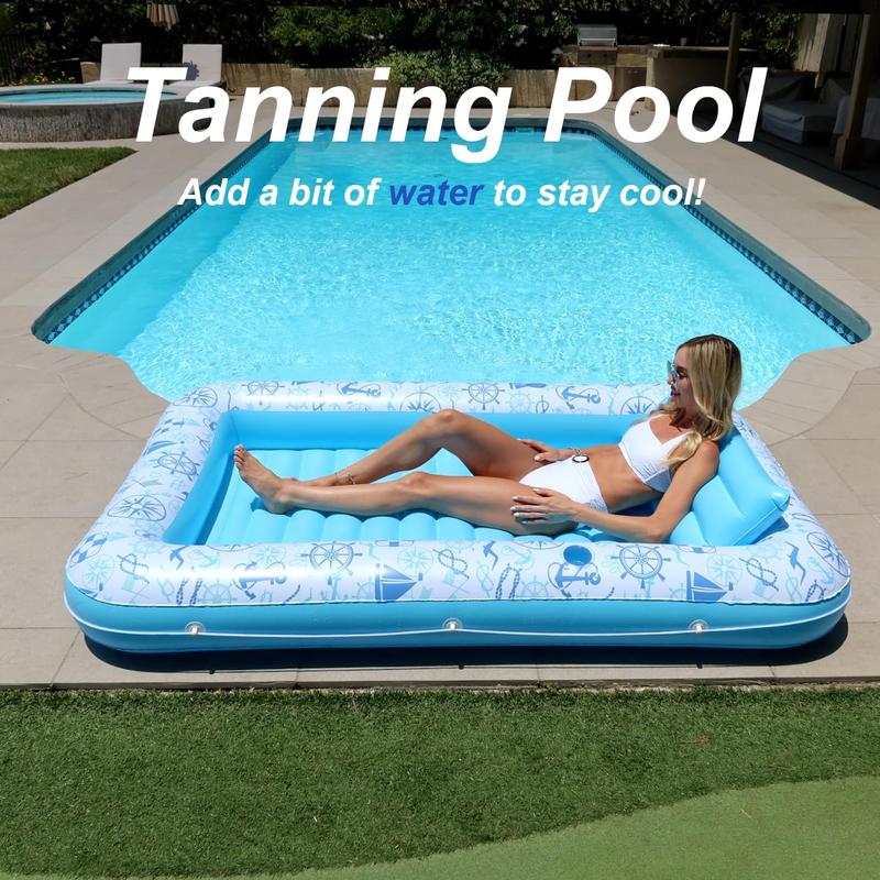 XL Inflatable Tanning Pool Lounge - Electric Pump Included - 85” x 58” - Sunbathing Suntanning (Extra Large)