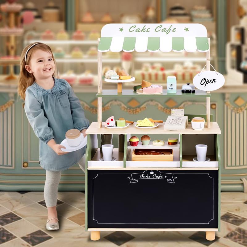 Joylike Wooden Dessert Shop, With Wooden Dessert，Food, Tableware, Play house toys