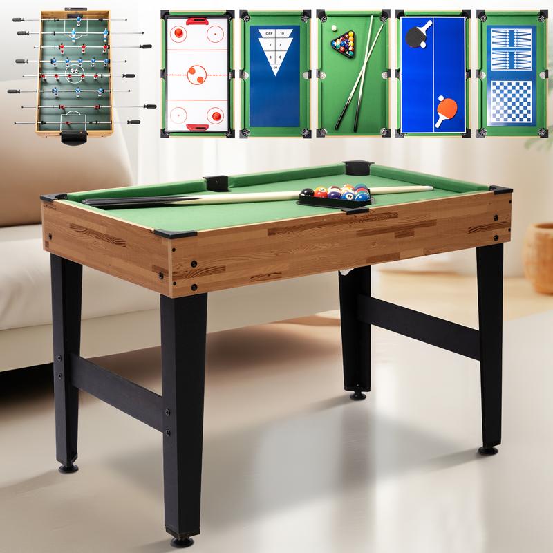 SULIVES 2x4ft 13-in-1 Combo Game Table Set for Home, Combination Tables for Game Room, Friends & Family w Hockey, Football, Billiards, Ping Pong, Shuffleboard, Chess, Checkers, Backgammon, Ring toss