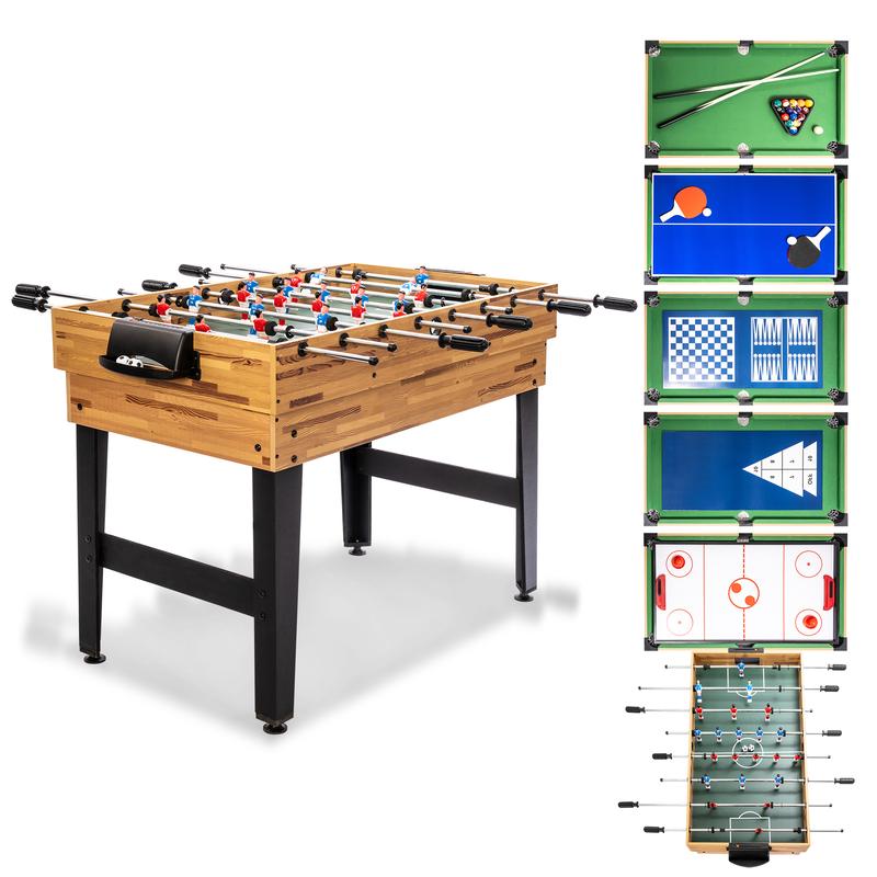 SULIVES 2x4ft 13-in-1 Combo Game Table Set for Home, Combination Tables for Game Room, Friends & Family w Hockey, Football, Billiards, Ping Pong, Shuffleboard, Chess, Checkers, Backgammon, Ring toss