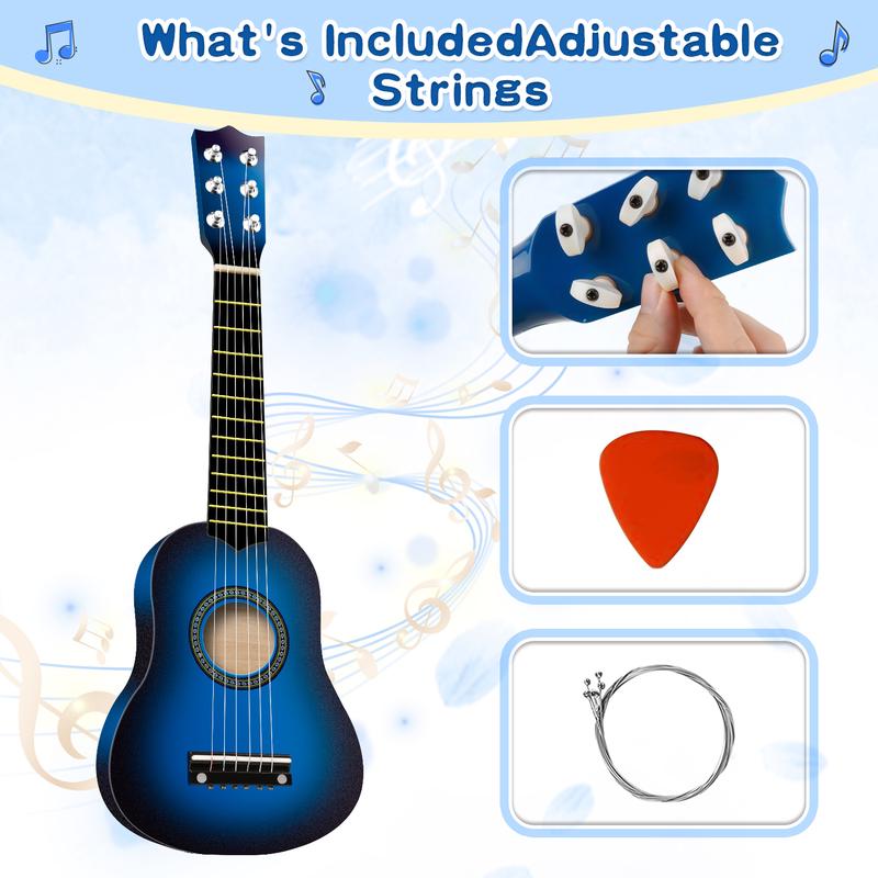 Music Toy Guitar for Kids 21-inch Wooden Acoustic Guitar 6 Strings Ukulele Guitar for Toddler Musical Instruments Learning Toys for Boys Girls Gifts Ages 3-7