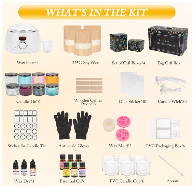 Candle Making Kit, Candle Making Supplies with Digital Soy Wax Melt Warmer Candle Making Complete Kit for Adults Beginners DIY Starter Scented Candles Making Kit for Christmas