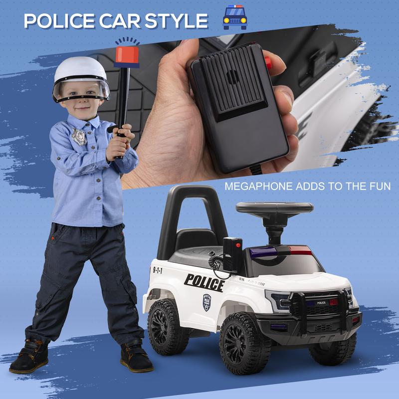 Kids Push Ride-On Car with PA System, Horn, and Under-Seat Storage, Police Truck Style, for Boys and Girls 18 Months to 5 Years Old