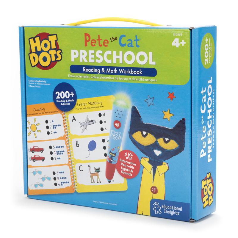 Educational Insights Hot Dots Pete the Cat Preschool Reading & Math, Ages 4+