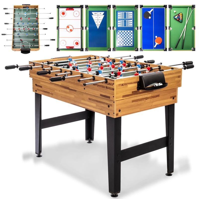 SULIVES 2x4ft 13-in-1 Combo Game Table Set for Home, Combination Tables for Game Room, Friends & Family w Hockey, Football, Billiards, Ping Pong, Shuffleboard, Chess, Checkers, Backgammon, Ring toss