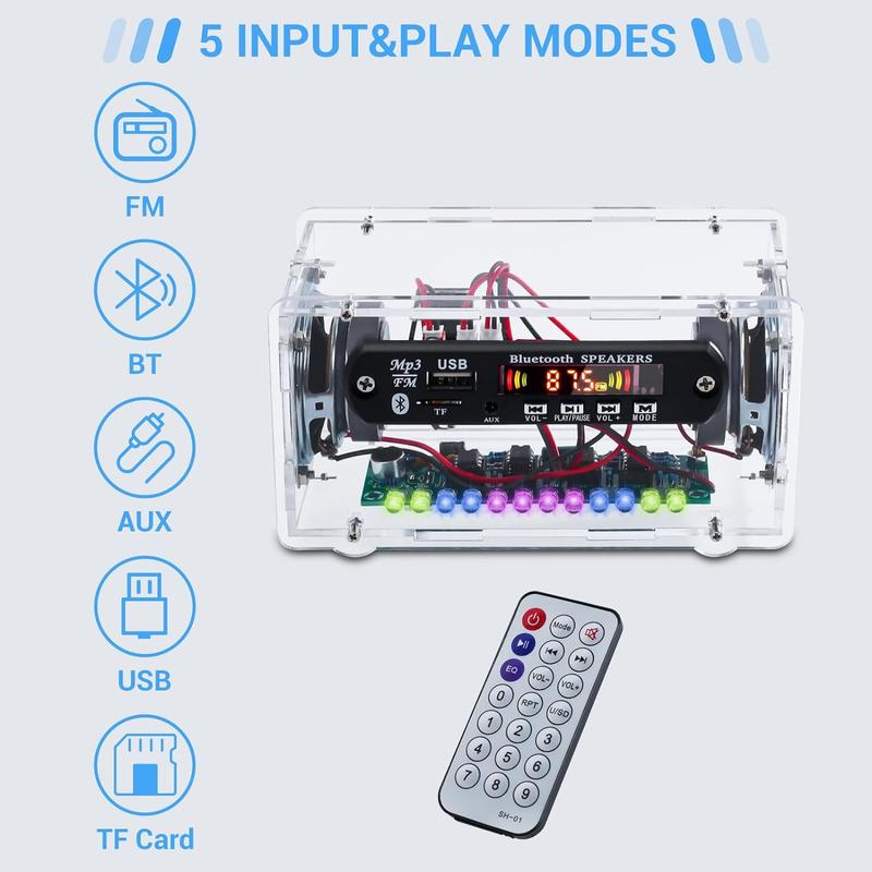 DIY Bluetooth-Compatible soldering Kit with FṂ Radio, Electronic Soldering Practice Kit USB Mini Home  DIY Kit with Digital Display and Colorful LED Lights for School STEM Project