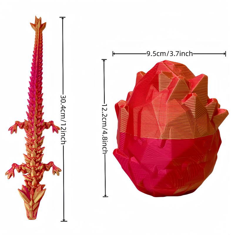 Unique 3D Printed Articulated Dragon Egg with Intricate Crystal Detailing – Includes Fully Articulated Dragon Model, Perfect for Collectors, Fantasy Enthusiasts, and Unique Gifts