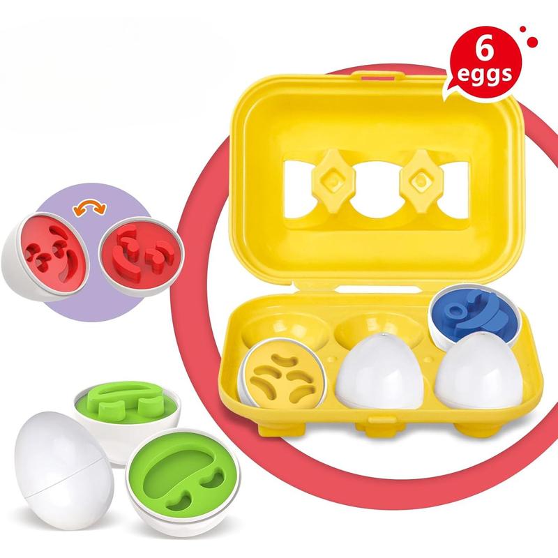 Egg Toy Matching Eggs Learning Toys Sensory Toys Color Shape Expression Sorting Stacking Toy Montessori for Kids Boys Girls for Easter Baskets