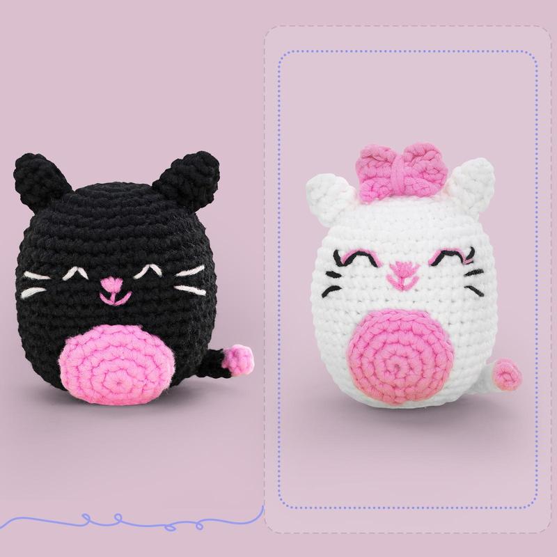 Cat Animal Crochet Box, 1 Set Cartoon Animal Design Crochet Kit, DIY Crochet Kit for Beginners, Knitting & Crochet Supplies