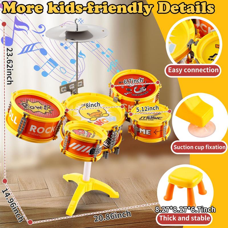 Toddler Drum Set with Chair - Mini Drum Toys for Kids Aged 1-3 Musical Learning Gift Music Toy