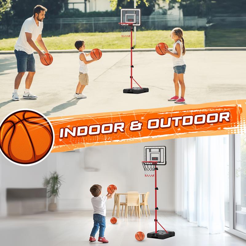 Basketball Hoop for Kids with Stand, Adjustable Height Basketball Hoop with Electronic Scoreboard and LED Light, Indoor Outdoor Backyard Sport Game Gifts Toys for 3 4 5 6 7 8