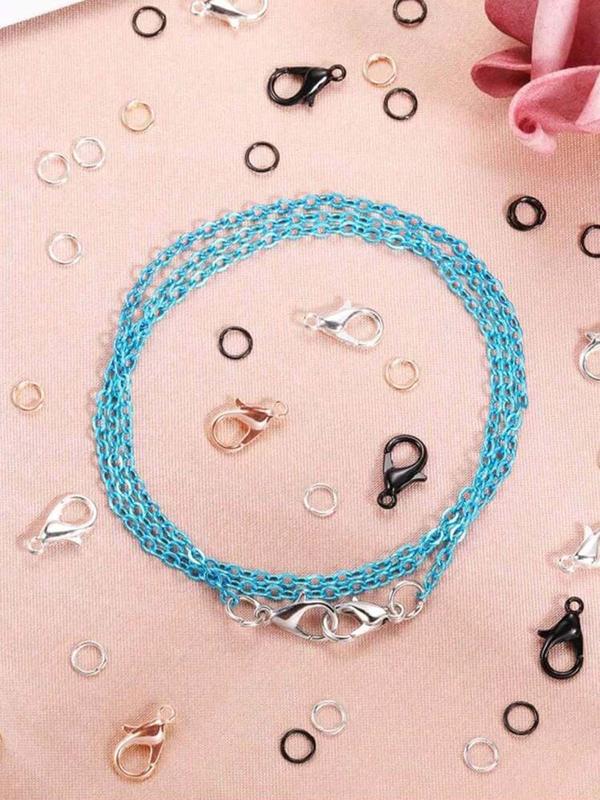 Simple Plain Color Alloy Open Ring & Lobster Buckle (1 Box), Diy Jewelry Making Accessories, Jewelry Making Supplies for Keychain Bracelet Necklace