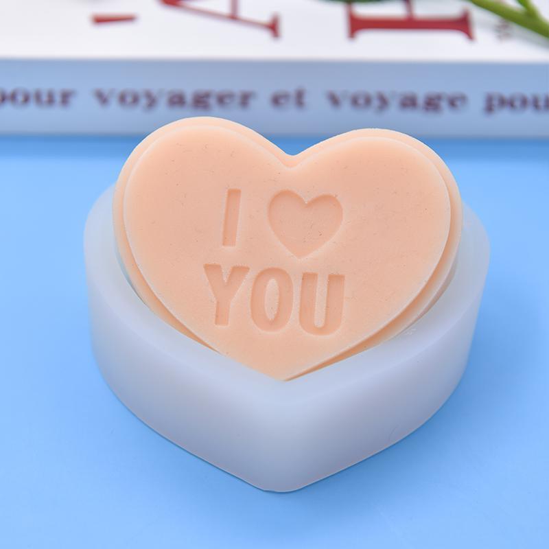 Heart Shaped Silicone Mold, 3 Counts set Letter Pattern Candle Soap Making Molds, DIY Candle Soap Making Accessories for Cake Home Decor