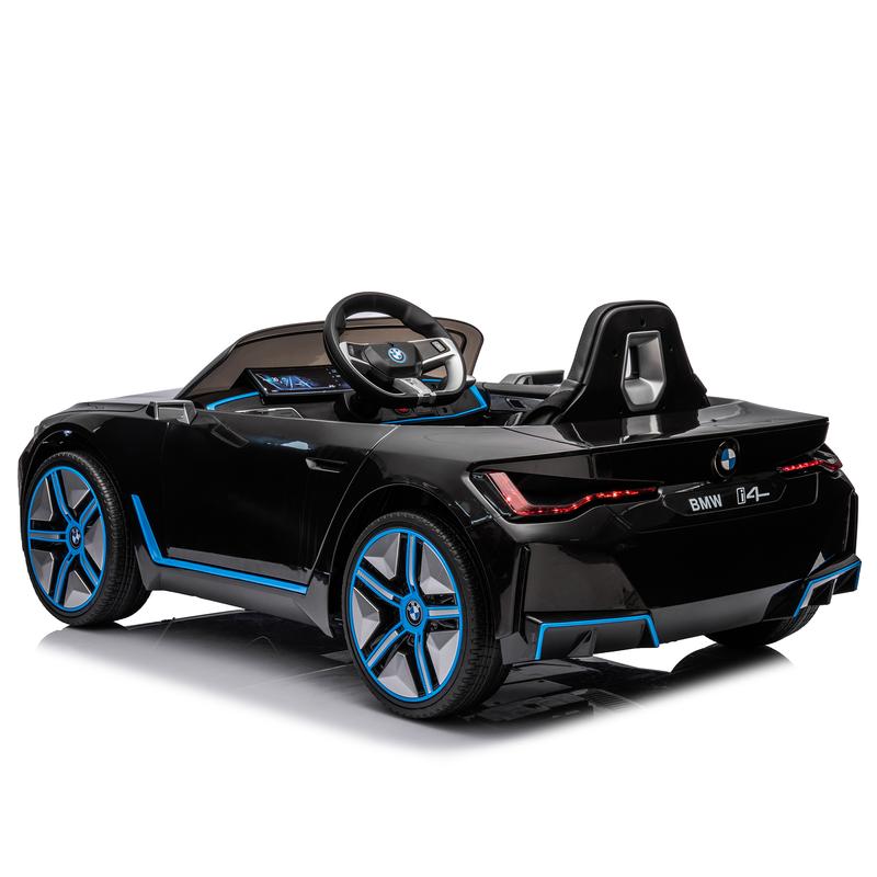 Licensed BMW I4 12V Kids Ride-On Car with Remote Control, Three-Speed, USB, MP3, Bluetooth, LED Lights, and Safety Belt for fun rides! clearance sale