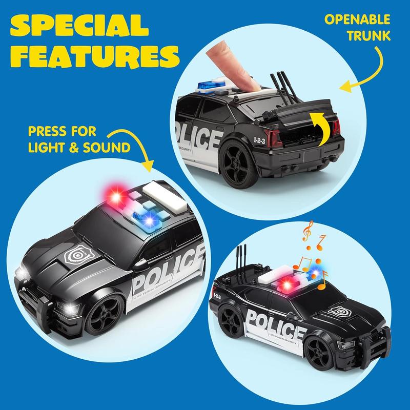  4 Packs Emergency Vehicle Toys with Light and Sound, Including Fire Truck, Ambulance Toy, Play Police Car and Toy Helicopter For Christmas New Year Gifts